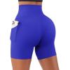 imageSUUKSESS Women Cross Workout Shorts with Pockets 5quot High Waist Booty Biker ShortRoyal Blue