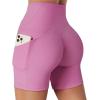 imageSUUKSESS Women Cross Workout Shorts with Pockets 5quot High Waist Booty Biker ShortScrunch Cherry Pink