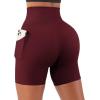 imageSUUKSESS Women Cross Workout Shorts with Pockets 5quot High Waist Booty Biker ShortWine Red