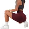 imageSUUKSESS Women Cross Workout Shorts with Pockets 5quot High Waist Booty Biker ShortWine Red