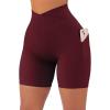 imageSUUKSESS Women Cross Workout Shorts with Pockets 5quot High Waist Booty Biker ShortWine Red