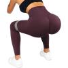 imageSUUKSESS Women Crossover Seamless Leggings Butt Lifting High Waisted Workout Yoga Pants1 Black Cherry