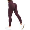 imageSUUKSESS Women Crossover Seamless Leggings Butt Lifting High Waisted Workout Yoga Pants1 Black Cherry