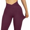 imageSUUKSESS Women Crossover Seamless Leggings Butt Lifting High Waisted Workout Yoga Pants1 Black Cherry