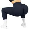 imageSUUKSESS Women Crossover Seamless Leggings Butt Lifting High Waisted Workout Yoga Pants1 Dark Blue
