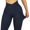 imageSUUKSESS Women Crossover Seamless Leggings Butt Lifting High Waisted Workout Yoga Pants1 Dark Blue