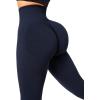 imageSUUKSESS Women Crossover Seamless Leggings Butt Lifting High Waisted Workout Yoga Pants1 Dark Blue