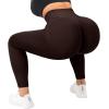 imageSUUKSESS Women Crossover Seamless Leggings Butt Lifting High Waisted Workout Yoga Pants1 Deep Brown