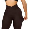 imageSUUKSESS Women Crossover Seamless Leggings Butt Lifting High Waisted Workout Yoga Pants1 Deep Brown