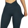 imageSUUKSESS Women Crossover Seamless Leggings Butt Lifting High Waisted Workout Yoga Pants1 Deep Green