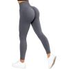 imageSUUKSESS Women Crossover Seamless Leggings Butt Lifting High Waisted Workout Yoga Pants1 Grey