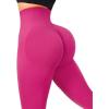 imageSUUKSESS Women Crossover Seamless Leggings Butt Lifting High Waisted Workout Yoga Pants1 Hot Pink