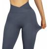 imageSUUKSESS Women Crossover Seamless Leggings Butt Lifting High Waisted Workout Yoga Pants1 Navy Blue