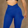 imageSUUKSESS Women Crossover Seamless Leggings Butt Lifting High Waisted Workout Yoga Pants1 Royal Blue