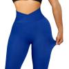 imageSUUKSESS Women Crossover Seamless Leggings Butt Lifting High Waisted Workout Yoga Pants1 Royal Blue