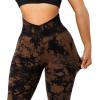 imageSUUKSESS Women Crossover Seamless Leggings Butt Lifting High Waisted Workout Yoga Pants1 Tie Dye Brown