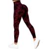imageSUUKSESS Women Crossover Seamless Leggings Butt Lifting High Waisted Workout Yoga Pants1 Tie Dye Wine Red