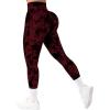 imageSUUKSESS Women Crossover Seamless Leggings Butt Lifting High Waisted Workout Yoga Pants1 Tie Dye Wine Red
