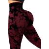 imageSUUKSESS Women Crossover Seamless Leggings Butt Lifting High Waisted Workout Yoga Pants1 Tie Dye Wine Red