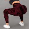 imageSUUKSESS Women Crossover Seamless Leggings Butt Lifting High Waisted Workout Yoga Pants1 Tie Dye Wine Red