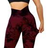 imageSUUKSESS Women Crossover Seamless Leggings Butt Lifting High Waisted Workout Yoga Pants1 Tie Dye Wine Red