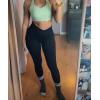 imageSUUKSESS Women Crossover Seamless Leggings Butt Lifting High Waisted Workout Yoga PantsBlack