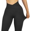 imageSUUKSESS Women Crossover Seamless Leggings Butt Lifting High Waisted Workout Yoga PantsBlack