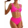 imageSUUKSESS Women Cutout Bikini Sets Push Up High Waisted Swimsuits 2 Piece00 Hot Pink