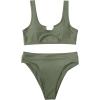 imageSUUKSESS Women Cutout Bikini Sets Push Up High Waisted Swimsuits 2 Piece13 Army Green