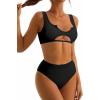 imageSUUKSESS Women Cutout Bikini Sets Push Up High Waisted Swimsuits 2 Piece13 Black