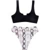 imageSUUKSESS Women Cutout Bikini Sets Push Up High Waisted Swimsuits 2 Piece13 Black Snakeskin