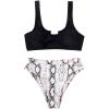 imageSUUKSESS Women Cutout Bikini Sets Push Up High Waisted Swimsuits 2 Piece13 Black Snakeskin