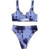 imageSUUKSESS Women Cutout Bikini Sets Push Up High Waisted Swimsuits 2 Piece13 Blue Tie Dye
