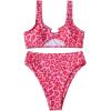 imageSUUKSESS Women Cutout Bikini Sets Push Up High Waisted Swimsuits 2 Piece13 Hot Pink Leopard