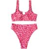 imageSUUKSESS Women Cutout Bikini Sets Push Up High Waisted Swimsuits 2 Piece13 Hot Pink Leopard