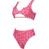 imageSUUKSESS Women Cutout Bikini Sets Push Up High Waisted Swimsuits 2 Piece13 Hot Pink Leopard