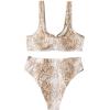 imageSUUKSESS Women Cutout Bikini Sets Push Up High Waisted Swimsuits 2 Piece13 Khaki Snakeskin
