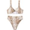imageSUUKSESS Women Cutout Bikini Sets Push Up High Waisted Swimsuits 2 Piece13 Khaki Snakeskin