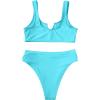 imageSUUKSESS Women Cutout Bikini Sets Push Up High Waisted Swimsuits 2 Piece13 Light Blue