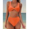 imageSUUKSESS Women Cutout Bikini Sets Push Up High Waisted Swimsuits 2 Piece13 Orange