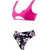 imageSUUKSESS Women Cutout Bikini Sets Push Up High Waisted Swimsuits 2 Piece13 Pink Black Floral