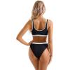 imageSUUKSESS Women Cutout Bikini Sets Push Up High Waisted Swimsuits 2 Piece68 Black White Color Block