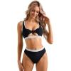 imageSUUKSESS Women Cutout Bikini Sets Push Up High Waisted Swimsuits 2 Piece68 Black White Color Block