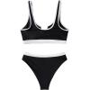 imageSUUKSESS Women Cutout Bikini Sets Push Up High Waisted Swimsuits 2 Piece68 Black White Color Block