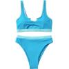 imageSUUKSESS Women Cutout Bikini Sets Push Up High Waisted Swimsuits 2 Piece68 Blue Color Block