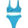 imageSUUKSESS Women Cutout Bikini Sets Push Up High Waisted Swimsuits 2 Piece68 Blue Color Block