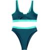 imageSUUKSESS Women Cutout Bikini Sets Push Up High Waisted Swimsuits 2 Piece68 Peacock Blue Color Block