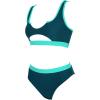 imageSUUKSESS Women Cutout Bikini Sets Push Up High Waisted Swimsuits 2 Piece68 Peacock Blue Color Block