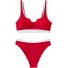 imageSUUKSESS Women Cutout Bikini Sets Push Up High Waisted Swimsuits 2 Piece68 Red White Color Block