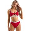 imageSUUKSESS Women Cutout Bikini Sets Push Up High Waisted Swimsuits 2 Piece68 Red White Color Block